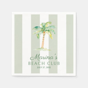 Serviette En Papier Cabane côtière verte rayures Palm Beach Club