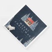 Serviette En Papier Cabine d'hiver des bois avec Noël du loup (Coin)