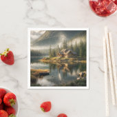 Serviette En Papier Cabine Mountain Lake avec bateau à roues (En situation)