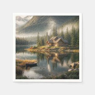 Serviette En Papier Cabine Mountain Lake avec bateau à roues