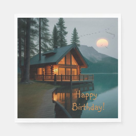 Serviette En Papier Cabine Par Lac Anniversaire (Devant)
