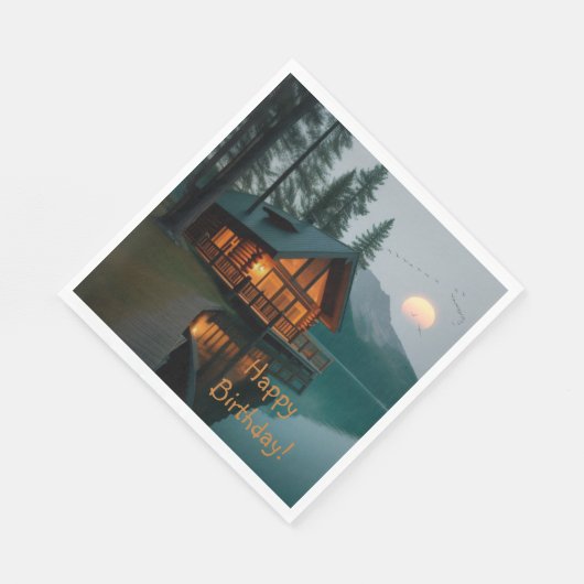 Serviette En Papier Cabine Par Lac Anniversaire (Coin)