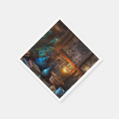 Serviette En Papier Cabine par lamplique scène rustique bleu marron (Coin)