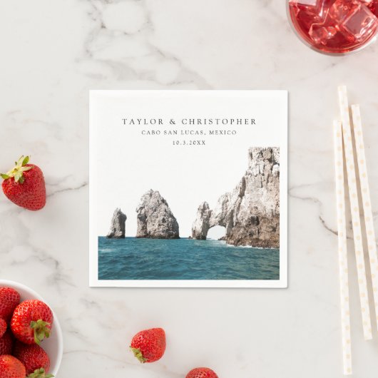 Serviette En Papier Cabo Mariage Mexique Custom Photo Cocktails Napkin (En situation)