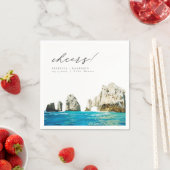 Serviette En Papier CABO Mexique Watercolor Beach Skyline Mariage (En situation)