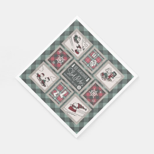 Serviette En Papier cacahuètes | Ancien Motif de traîneau (Coin)