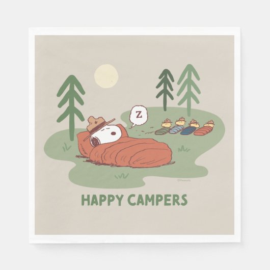 Serviette En Papier cacahuètes | Campeurs de couchage Snoopy & Woodsto (Devant)