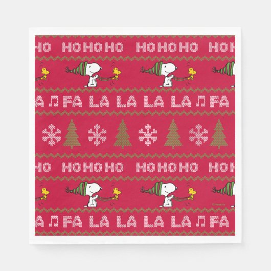 Serviette En Papier cacahuètes | Chandail de Noël Snoopy & Woodstock (Devant)