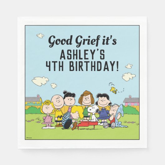 Serviette En Papier cacahuètes | Charlie Brown et Gang Anniversaire (Devant)