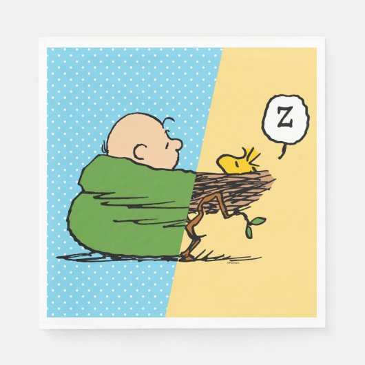 Serviette En Papier cacahuètes | Charlie Brown & Woodstock Half & Half (Devant)