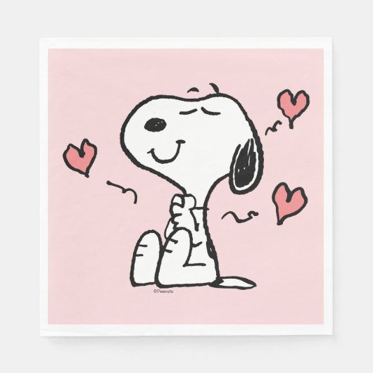 Serviette En Papier cacahuètes | Coeurs de snoopy (Devant)