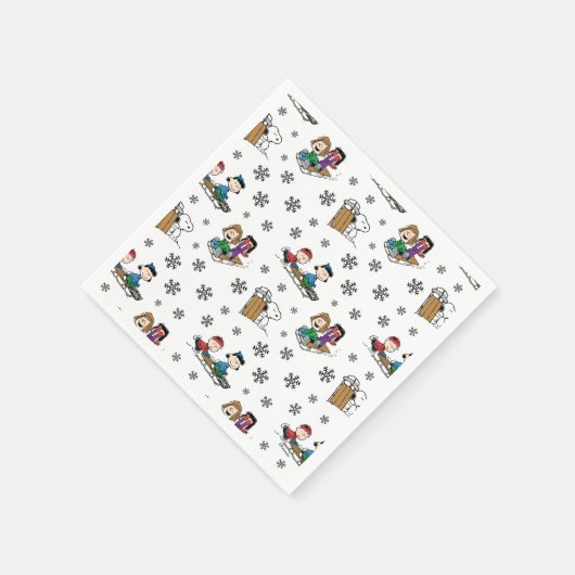 Serviette En Papier cacahuètes | Hiver Sledding Fun Motif (Coin)