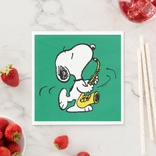 Serviette En Papier cacahuètes | Lecteur Snoopy Saxophone (En situation)