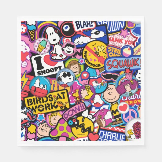 Serviette En Papier cacahuètes | Motif de patchs Mixtape (Devant)