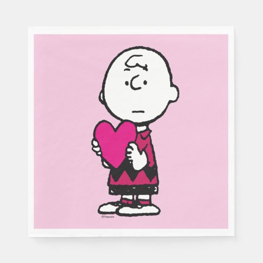 Serviette En Papier cacahuètes | Saint Valentin | Heart Charlie Brown (Devant)