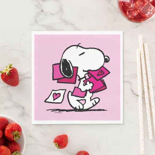 Serviette En Papier cacahuètes | Saint Valentin | Snoopy Avec Valentin (En situation)