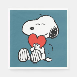 Serviette En Papier cacahuètes   Saint Valentin   Snoopy Heart Hug