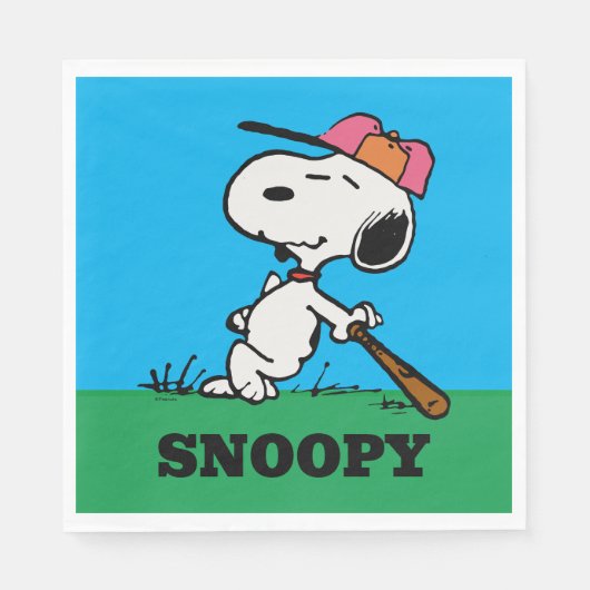 Serviette En Papier cacahuètes | Snoopy at Bat (Devant)