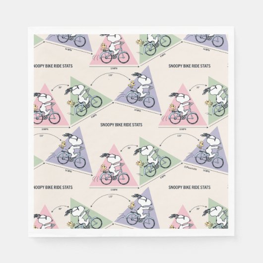 Serviette En Papier cacahuètes | Snoopy Bike Ride Stats (Devant)