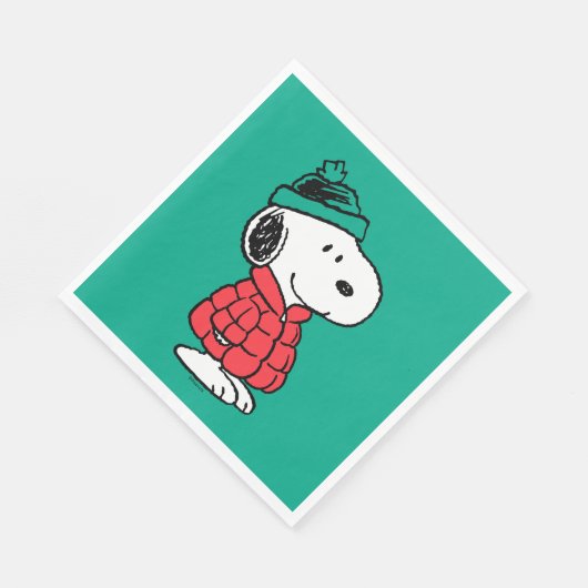 Serviette En Papier cacahuètes | Snoopy Chat d'hiver et Casquette (Coin)