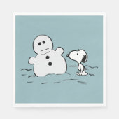 Serviette En Papier cacahuètes | Snoopy Construit Un Snowman (Devant)