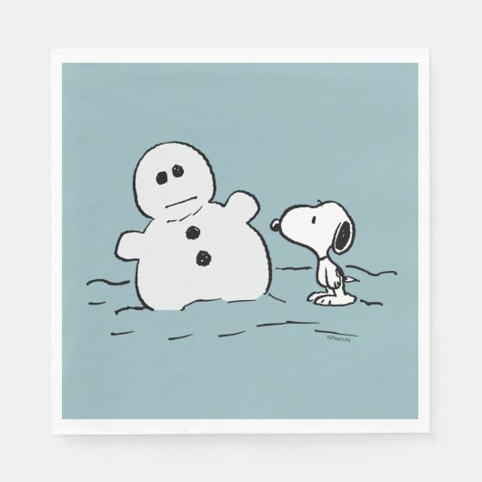 Serviette En Papier cacahuètes | Snoopy Construit Un Snowman (Devant)