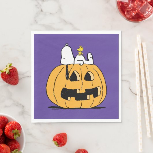 Serviette En Papier cacahuètes | Snoopy et Woodstock Jack-O-Lantern (En situation)