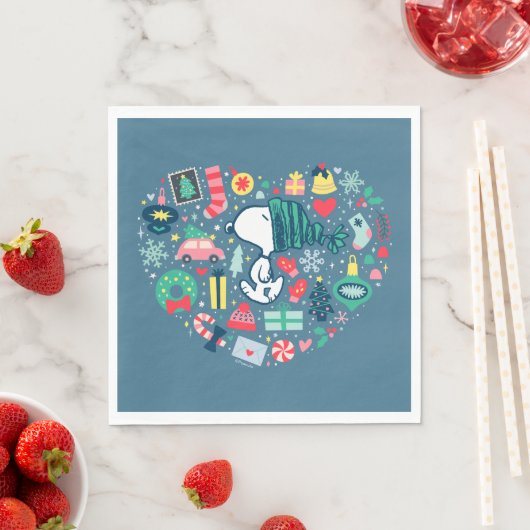 Serviette En Papier cacahuètes | Snoopy Holiday Happiness Heart (En situation)