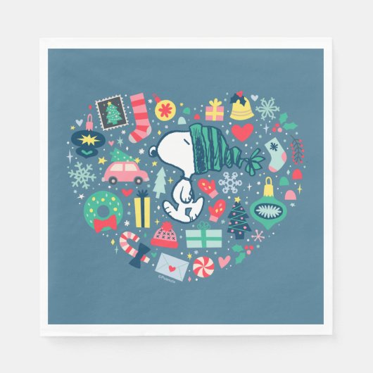 Serviette En Papier cacahuètes | Snoopy Holiday Happiness Heart (Devant)