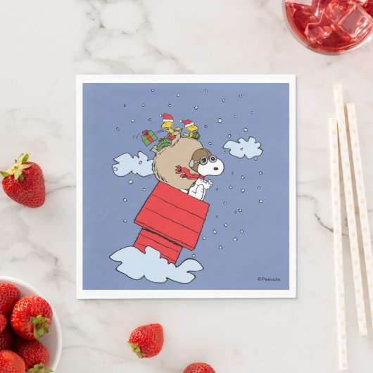 Serviette En Papier cacahuètes | Snoopy l'As Volant à Noël (En situation)