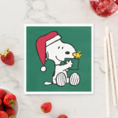 Serviette En Papier cacahuètes | Snoopy Père Noël & Woodstock Cadeau (En situation)