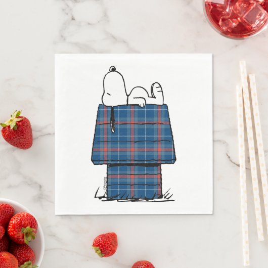Serviette En Papier cacahuètes | Snoopy Plaid Flannel Holiday Dog Hous (En situation)