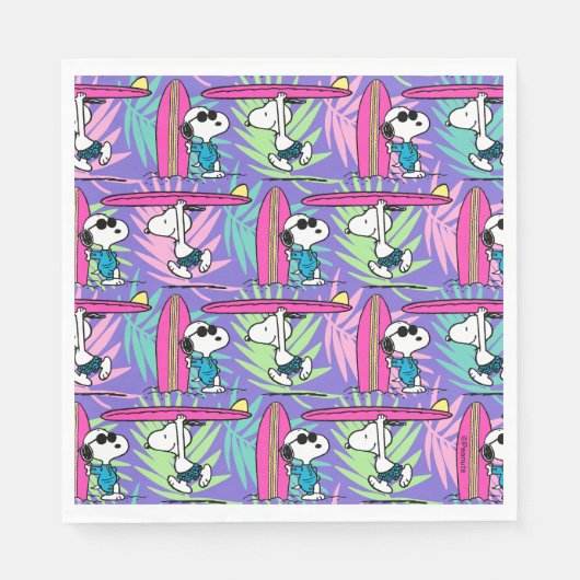 Serviette En Papier cacahuètes | Snoopy Purple Surf Motif (Devant)