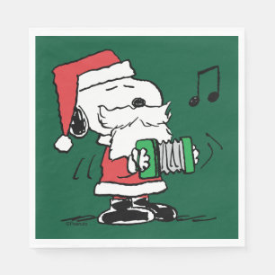 Serviette En Papier cacahuètes   Snoopy Santa Claus Accordian