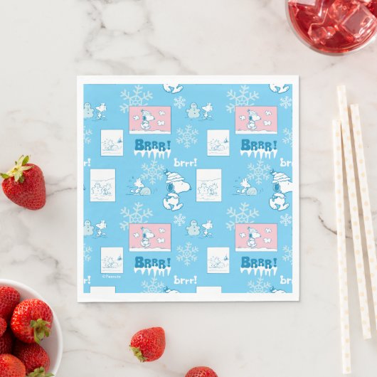 Serviette En Papier cacahuètes | Snoopy Snow Day Motif (En situation)