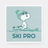 Serviette En Papier cacahuètes | Snoopy sur Skis (Devant)