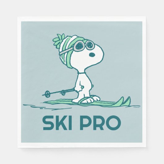 Serviette En Papier cacahuètes | Snoopy sur Skis (Devant)