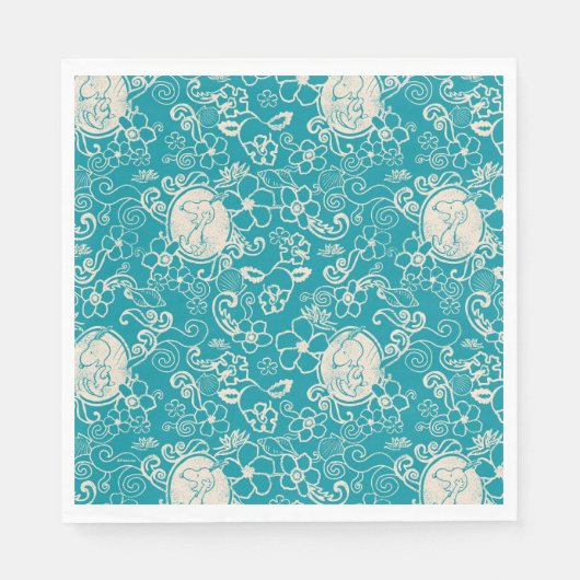 Serviette En Papier cacahuètes | Snoopy Turquoise Tropical Beach Motif (Devant)
