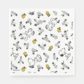 Serviette En Papier cacahuètes | Snoopy & Woodstock B&W Flower Motif (Devant)