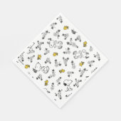 Serviette En Papier cacahuètes | Snoopy & Woodstock B&W Flower Motif (Coin)