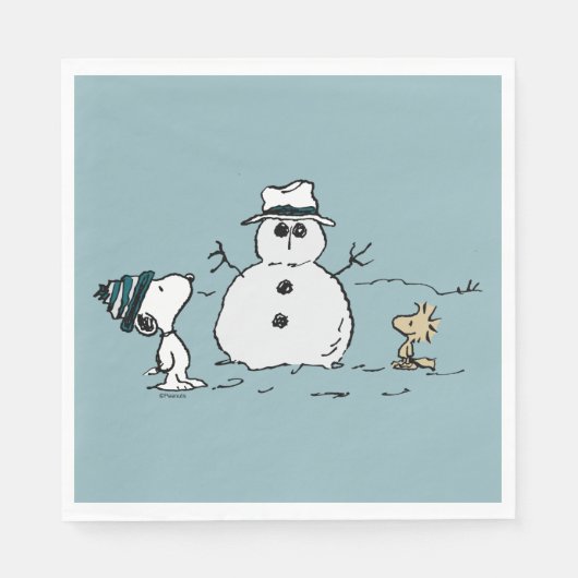 Serviette En Papier cacahuètes | Snoopy & Woodstock Build A Snowman (Devant)