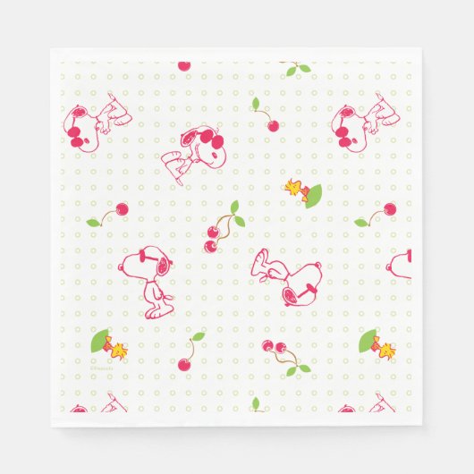 Serviette En Papier cacahuètes | Snoopy & Woodstock Cherry Motif (Devant)