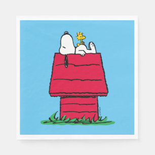Serviette En Papier cacahuètes   Snoopy & Woodstock Doghouse