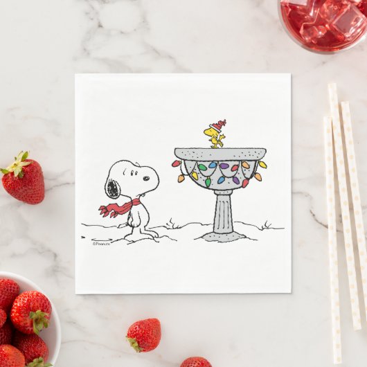 Serviette En Papier cacahuètes | Snoopy & Woodstock Froid Birdbath (En situation)