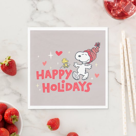 Serviette En Papier cacahuètes | Snoopy & Woodstock Joyeuses Fêtes (En situation)