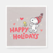 Serviette En Papier cacahuètes | Snoopy & Woodstock Joyeuses Fêtes (Devant)