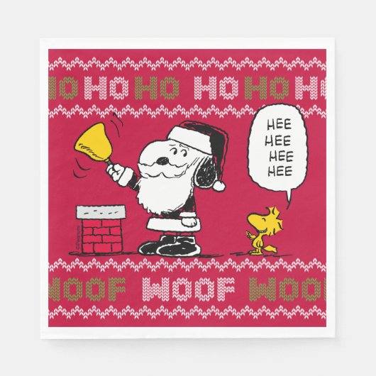 Serviette En Papier cacahuètes | Snoopy & Woodstock Père Noël Bell Rin (Devant)