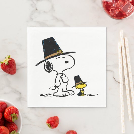 Serviette En Papier cacahuètes | Snoopy & Woodstock Pilgrim (En situation)
