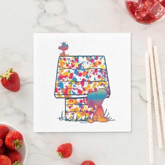 Serviette En Papier cacahuètes | Snoopy & Woodstock Rainbow Paint (En situation)