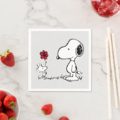 Serviette En Papier Cacahuètes | Snoopy & Woodstock Rouge & Noir (En situation)